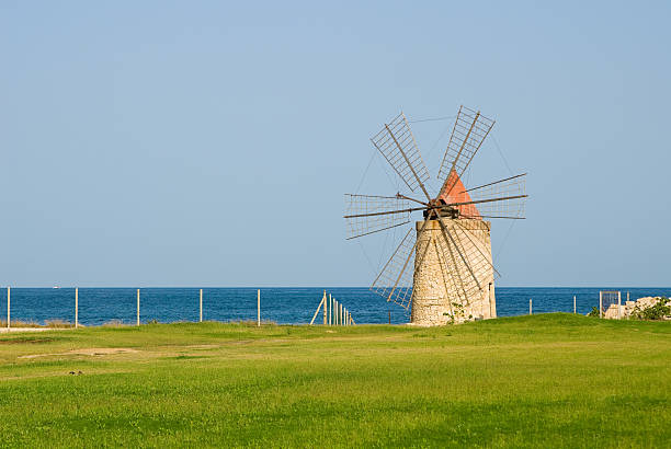 Morning Windmill stock photo