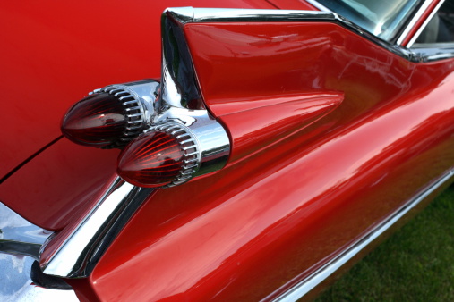 Direction indicator of red U.S.oldtimer car