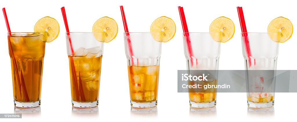 Tè freddo sequenza - Foto stock royalty-free di Bicchiere vuoto
