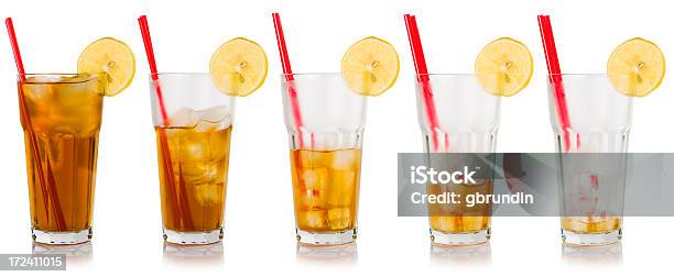 Tè Freddo Sequenza - Fotografie stock e altre immagini di Bicchiere vuoto - Bicchiere vuoto, Tè freddo, Cannuccia