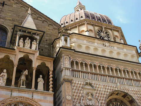 View of the facade of the Santa Maria Maggiore. Close-up. Bergamo. Italy.
