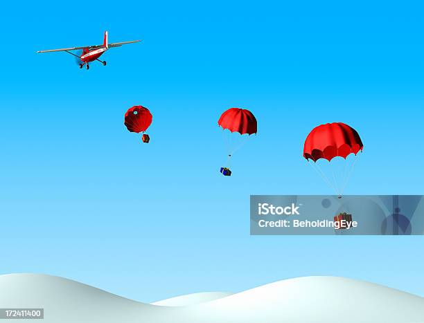 Lieferung Vor Weihnachten Xl Stockfoto und mehr Bilder von Fallschirm - Fallschirm, Fallen, Flugzeug