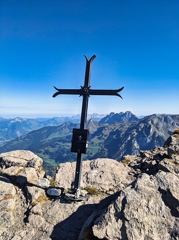 Giant Mountains, Poland - June 23 2020: Long mountain trail to peak of Sniezka the highest point of Giant Mountains