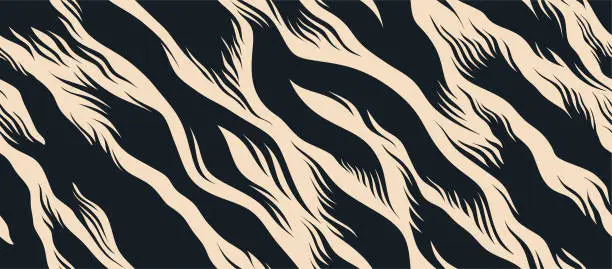Vector illustration of seamless pattern contemporary abstract tiger striped texture.