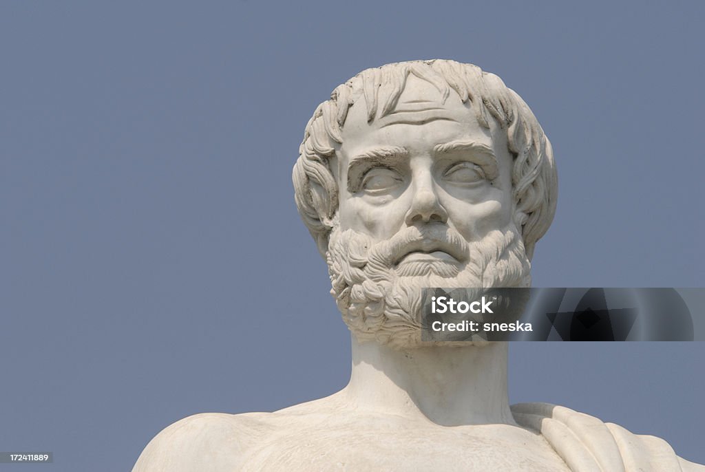 Aristotle, portray,the philosopher "ancient Greek philosopher. This is his statue, located in Aristotle`s park, Stagira, Halkidiki, Greece" Aristotle Stock Photo