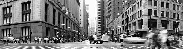 Chicago LaSalle Street, (czarny i biały – zdjęcie