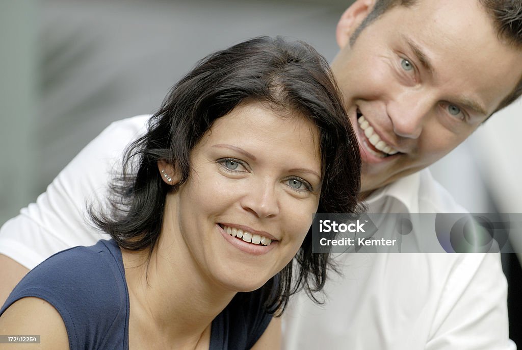 happy couple focus on woman 30-39 Years Stock Photo