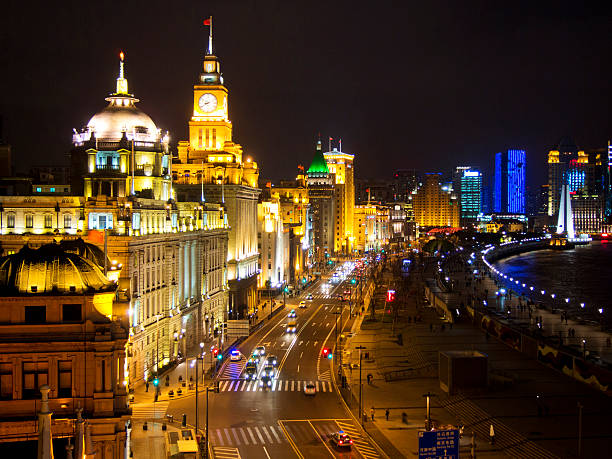 gród z szanghaju - shanghai the bund china night zdjęcia i obrazy z banku zdjęć