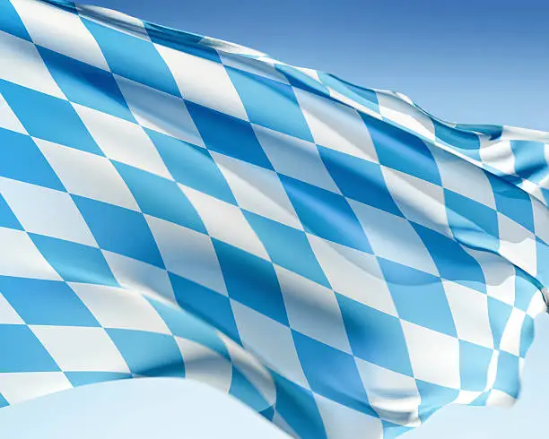 Bavarian flag waving in the wind. Elaborate rendering including motion blur and even a fabric texture (visible at 100%).
