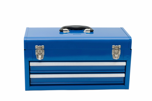A blue toolbox with two drawers .Please also see these pictures from my portfolio: