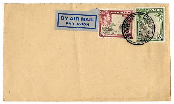 george vi конверт от ямайки - mail postage stamp postmark jamaica стоковые фото и изображения