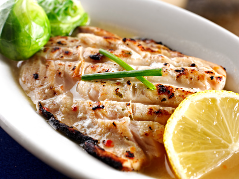 Grilled Mahi with Lemon Sauce.