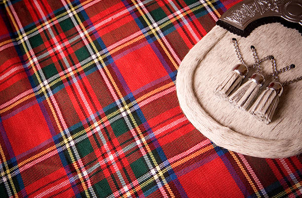 Scottish Background Kilt and sporran. sporran stock pictures, royalty-free photos & images