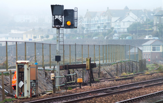 Maintenance being carried out on signalling equipment on the railway.More of my images of Cornwall