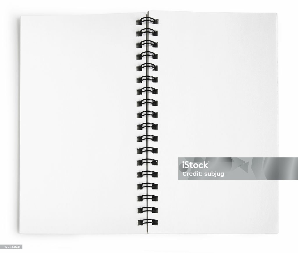 Blank notepad tied together with a black spiral Blank spiral note pad Cut Out Stock Photo