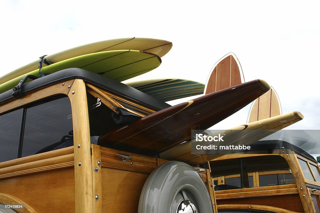 Woodies sul Wharf - Foto stock royalty-free di Surf