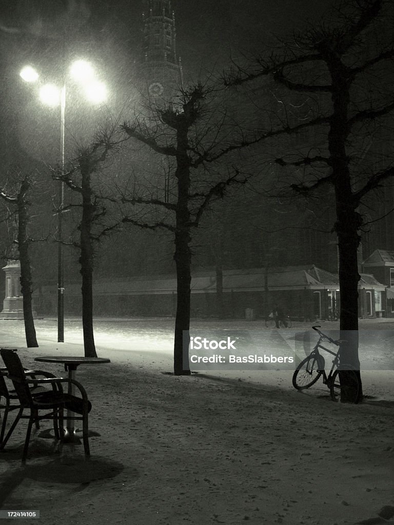 Winter, Schnee town square bei Nacht - Lizenzfrei Altertümlich Stock-Foto