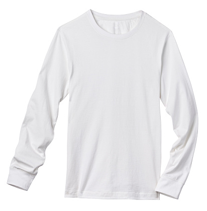 Manguito largo blanco camiseta blanca en T, Aislado en blanco. photo