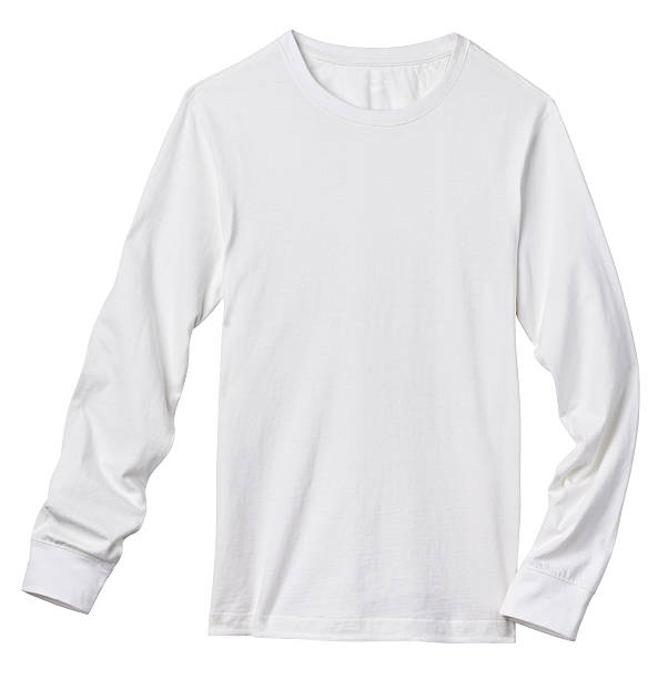 長袖空のホワイト t シャツ、白で分離。 - long sleeved ストックフォトと画像