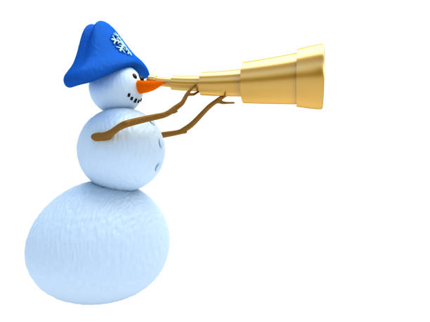 istock Snowman looks in telescope 172414903
