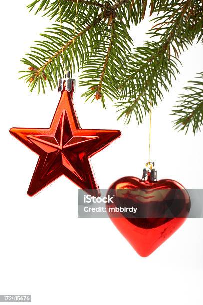Foto de Star E Bauble Vermelho e mais fotos de stock de Bola de Árvore de Natal - Bola de Árvore de Natal, Decoração, Decoração de Natal