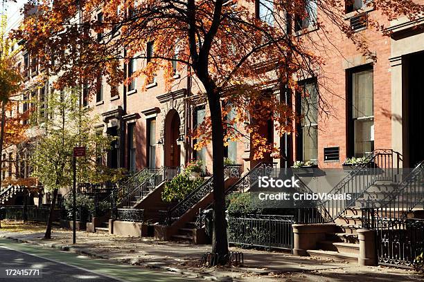 Brooklyn New York Residenze E Arenaria Edifici Storici - Fotografie stock e altre immagini di Autunno