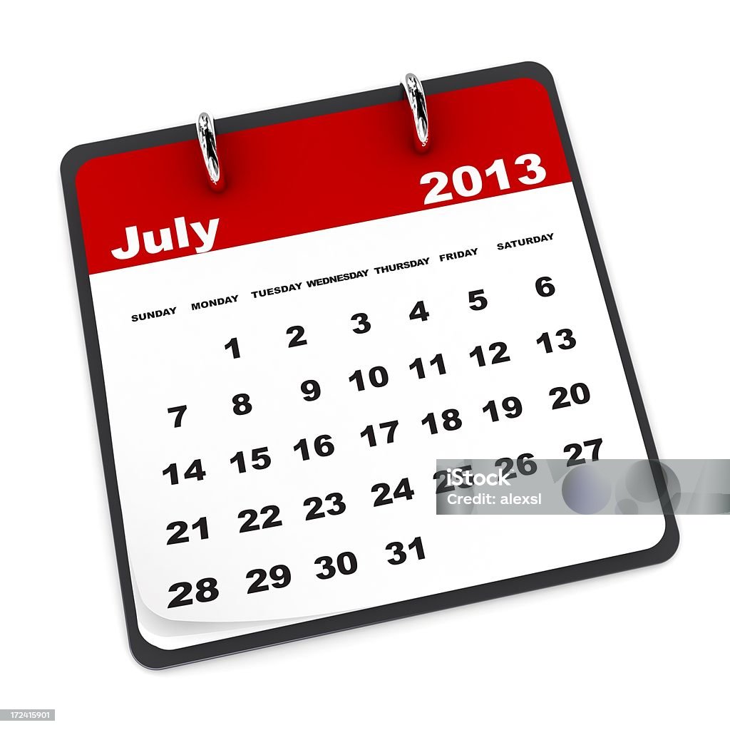 Juli 2013-Kalender series - Lizenzfrei 2013 Stock-Foto
