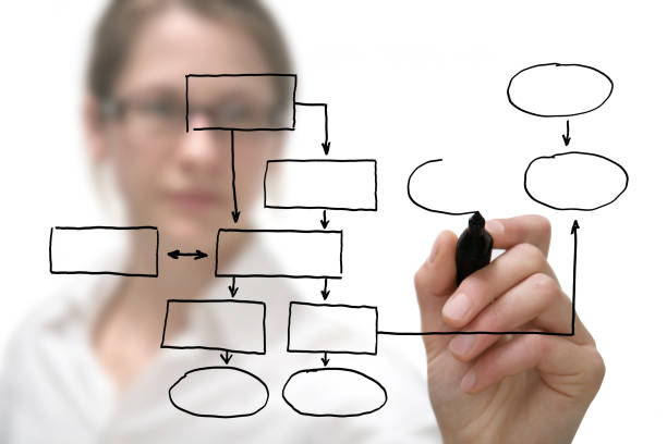 istock Businesswoman with empty diagram on white 172416262