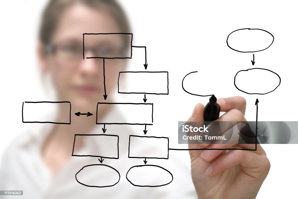 Businesswoman with empty diagram on white businesswoman with an empty diagram on white background. Need more: Organization Stock Photo