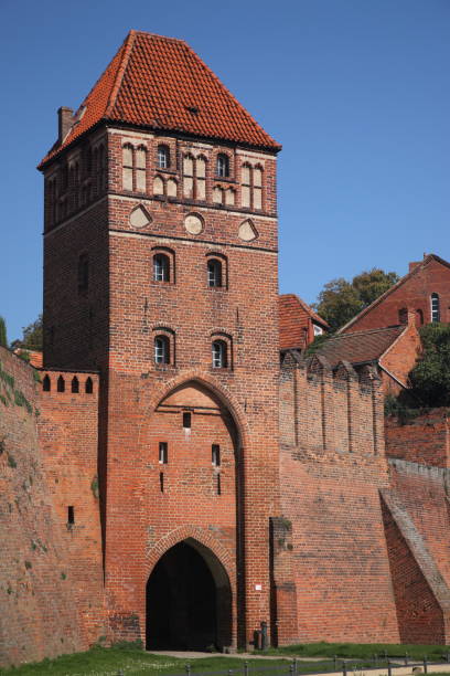town wall gate and tower stock photo