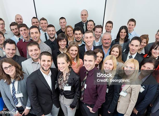 Large Group Of Smiling Business People Stock Photo - Download Image Now - Large, Multiracial Group, Colleague