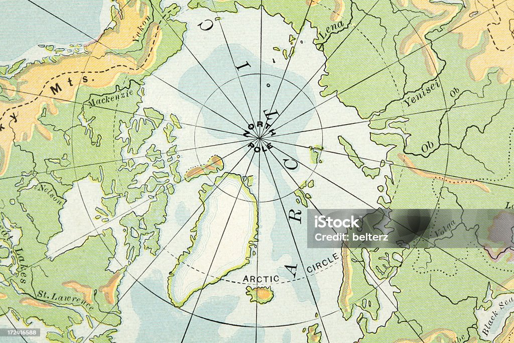 north pole vintage map of the North pole and surrounding areas. original map dated 1898 Map Stock Photo