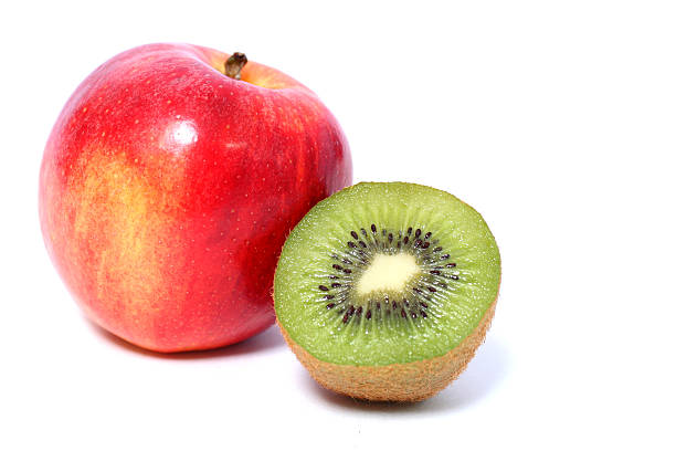 Apple and kiwi stock photo