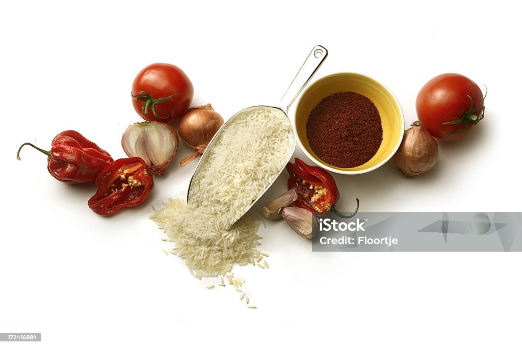 Cuisine tex-mex ingrédients: Riz - Photo de Ail - Légume à bulbe libre de droits