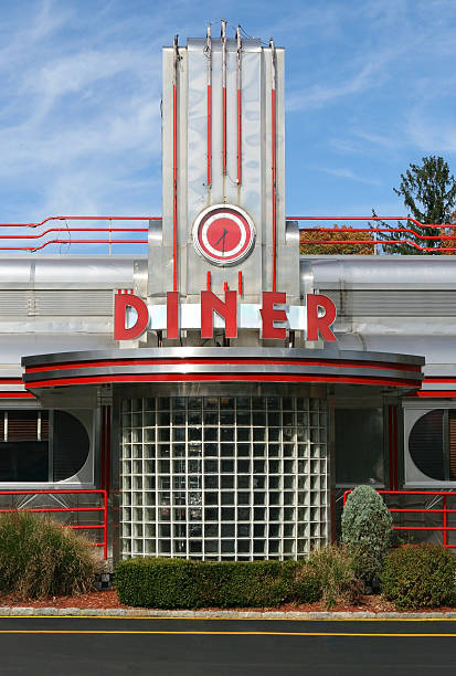 Retro Diner Colorful old-time diner. 1950s diner stock pictures, royalty-free photos & images