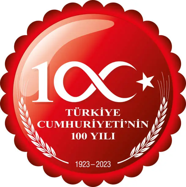 Vector illustration of Celebrations of the 100th anniversary of the Republic of Türkiye. 29 October. 1923 - 2023, Republic Day.