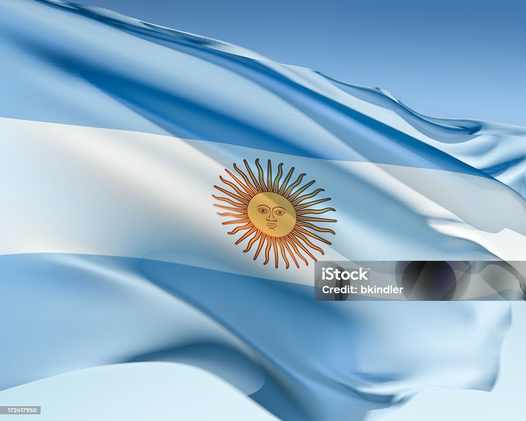 Flag of Argentina Argentine flag waving in the wind. Elaborate rendering including motion blur and even a fabric texture (visible at 100%). Argentinian Flag Stock Photo
