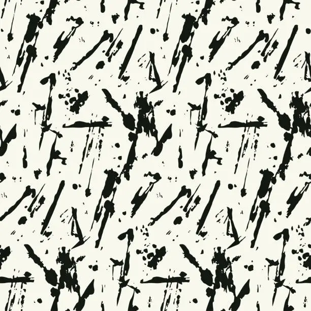 Vector illustration of Seamless pattern, grunge texture with spots and blots of black paint. Vector.