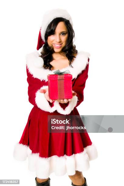 Miss Santa Apresentar Oferta - Fotografias de stock e mais imagens de 20-29 Anos - 20-29 Anos, Adulto, Alegria