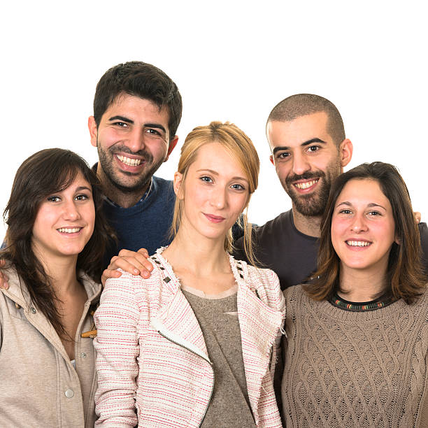 istock Group of friends on white background 172418502