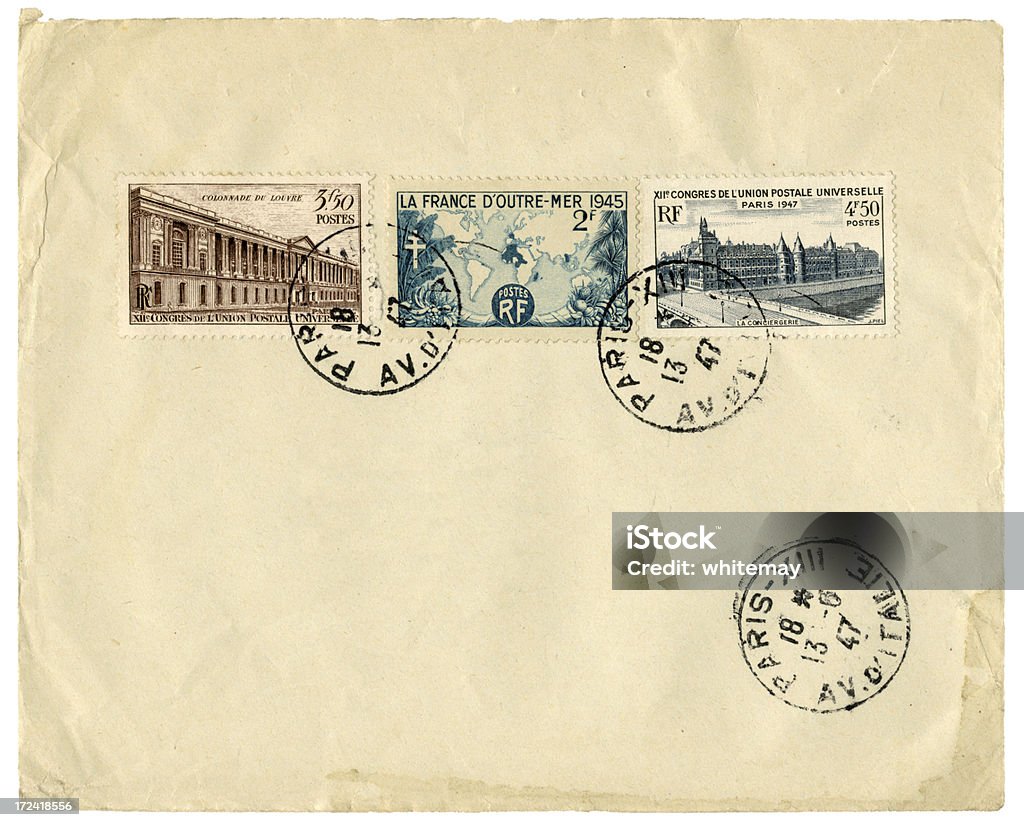 Envelope de Paris, França, em 1947 - Royalty-free 1940-1949 Foto de stock