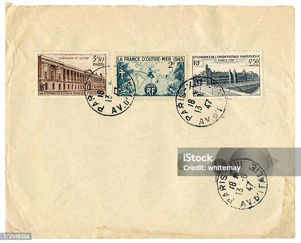 Envelope De Paris França Em 1947 - Fotografias de stock e mais imagens de 1940-1949 - 1940-1949, Selo Postal, Museu do Louvre