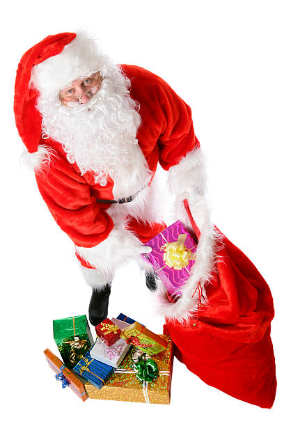 istock Santa with gifts on white 172418631