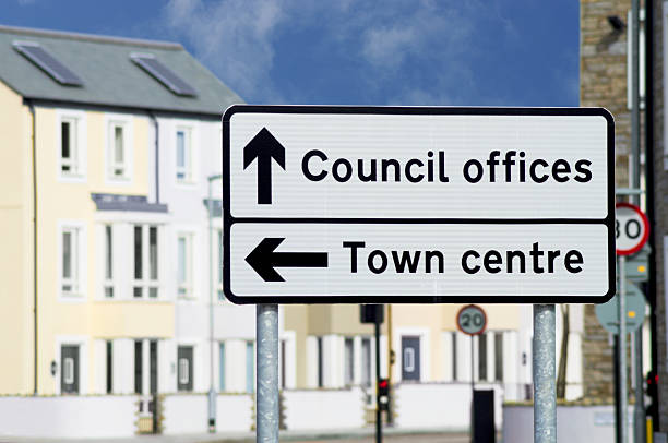 istock Direction Sign To Town Centre And Council Offices 172418869