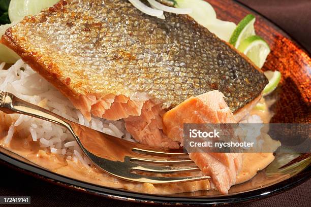 Pan Fried Salmon Stock Photo - Download Image Now - Acid, Animal Body Part, Animal Skin