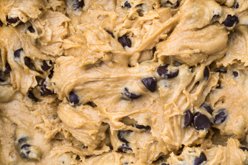 Close up image of raw cookie dough.
