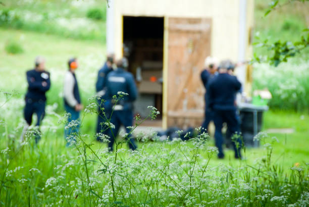 Target practicing with gun stock photo