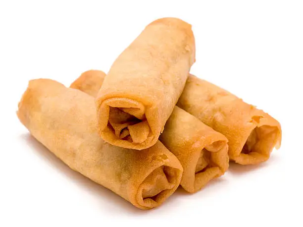 Spring rolls on a white background.