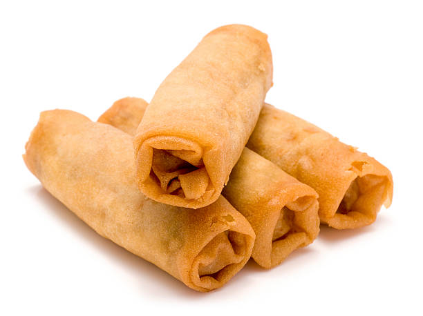 spring rolls isolated on a white background - 春卷 個照片及圖片檔