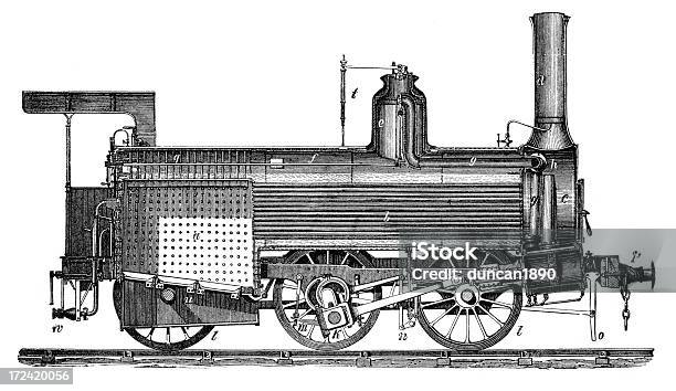 Ilustración de Old Belga Locomotora y más Vectores Libres de Derechos de Anticuado - Anticuado, Antigualla, Blanco y negro